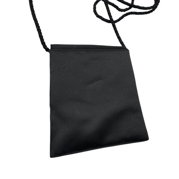 SUSAN GAIL vintage 80's Black crossbody evening bag crystal accent Satin - Picture 10 of 11